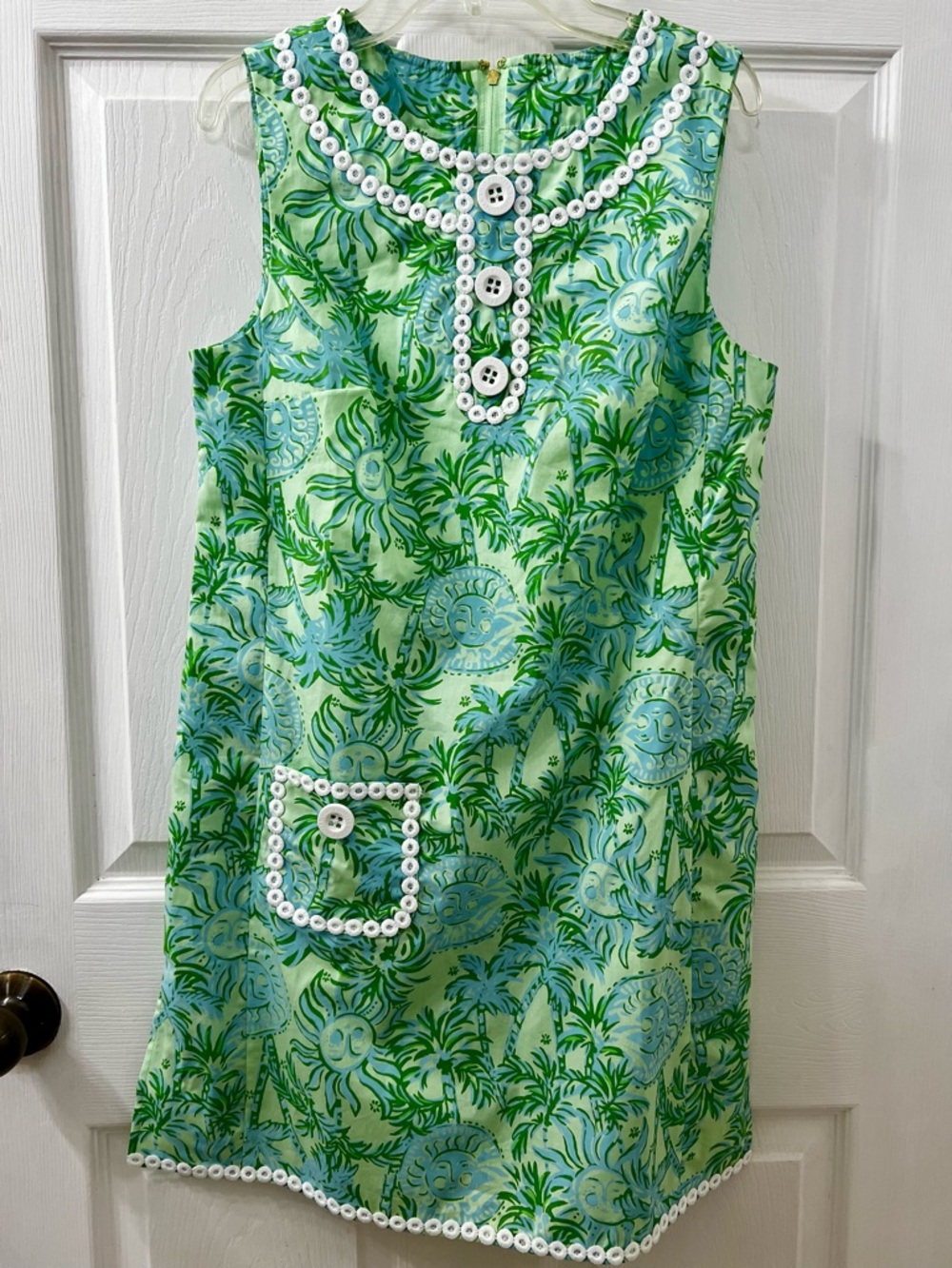 NWT Lilly Pulitzer Green and Aqua Palm-Print Shift Jumper Dress